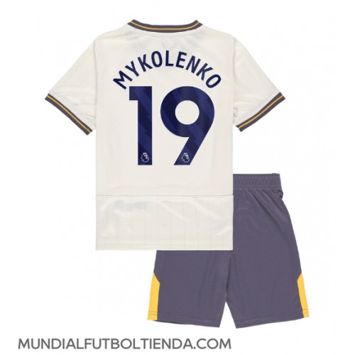 Camiseta Everton Vitaliy Mykolenko #19 Tercera Equipación Replica 2024-25 para niños mangas cortas (+ Pantalones cortos)